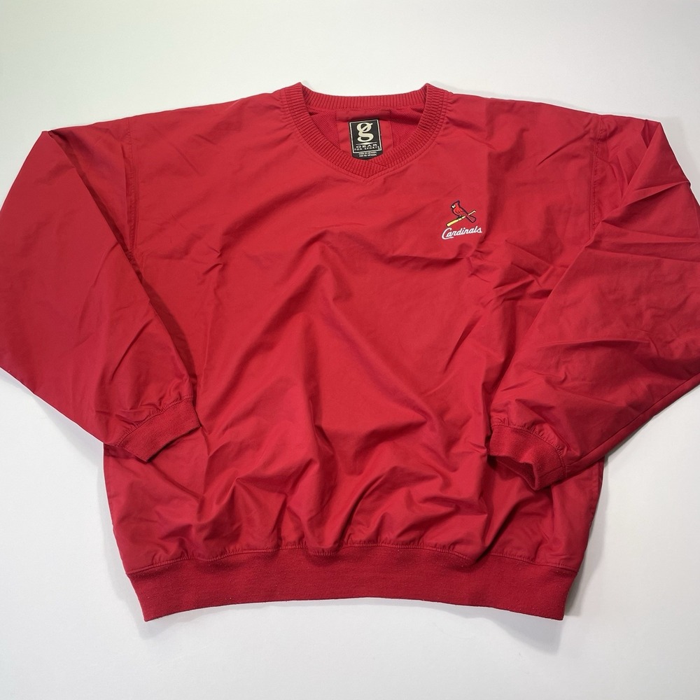 St Louis Cardinals Pullover Windbreaker Jacket Men's XL Gear Red Pockets